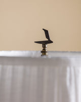 Stacked Cut Glass & Brass Table Lamp w/ Pleated Shade, Italy, 1950's - Lone Fox