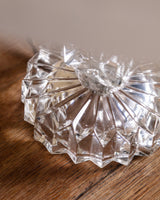 Stacked Cut Glass & Brass Table Lamp w/ Pleated Shade, Italy, 1950's - Lone Fox