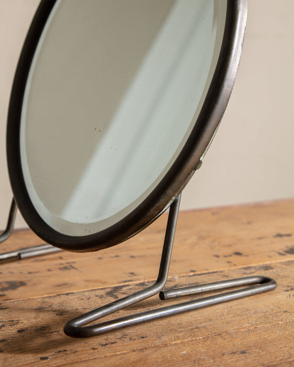 Steel & Bronze Modernist Vanity Mirror, 1970's - Lone Fox