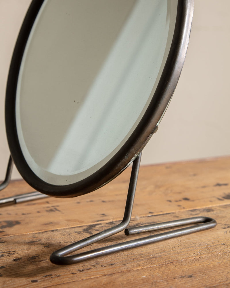 Steel & Bronze Modernist Vanity Mirror, 1970's - Lone Fox