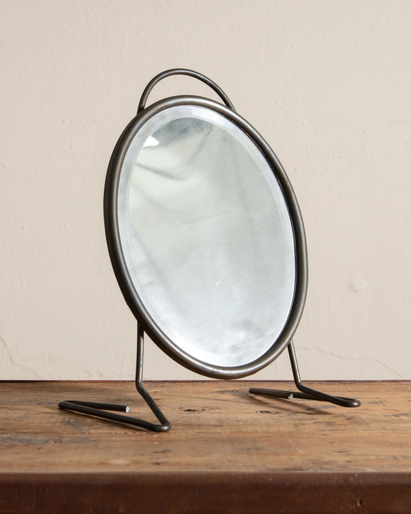 Steel & Bronze Modernist Vanity Mirror, 1970's - Lone Fox