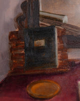 Still Life w/ Red Tablecloth Oil Painting, European, 1980's - Lone Fox