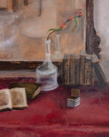 Still Life w/ Red Tablecloth Oil Painting, European, 1980's - Lone Fox