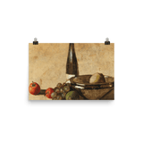 "Still life with wine bottle and fruit" Art Print - Lone Fox
