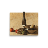 "Still life with wine bottle and fruit" Art Print - Lone Fox
