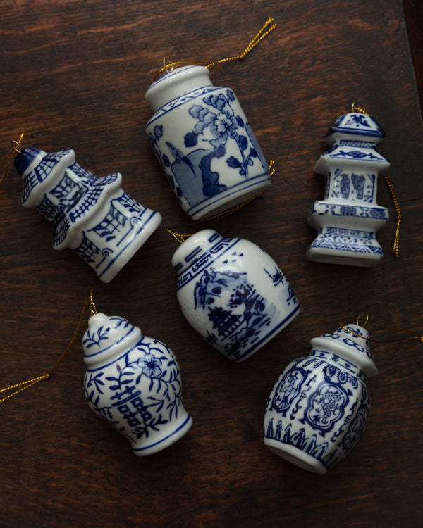 Stoneware Ginger Jar Ornaments (Set of 6) - Lone Fox