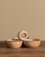 Stoneware Three - Bowl Serving Tray w/ Floral Detail, France, 1970s - Lone Fox
