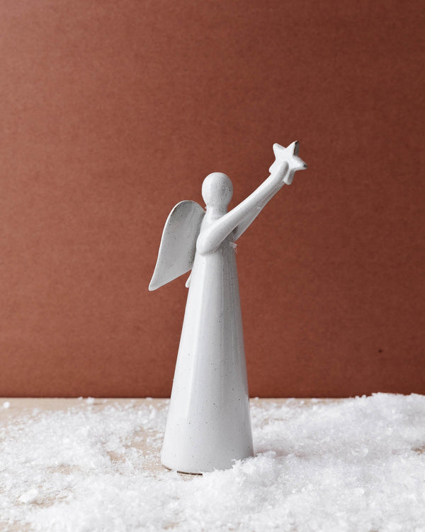 Stoneware Winter Angel with Star - Lone Fox