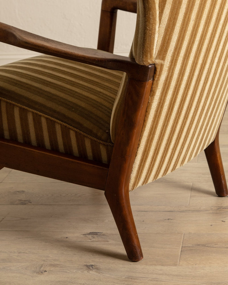 Striped Amber Mohair Lounge Chair by Søren Hansen, Denmark, 1950's - Lone Fox