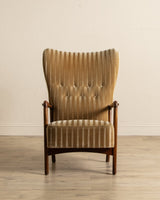 Striped Amber Mohair Lounge Chair by Søren Hansen, Denmark, 1950's - Lone Fox