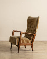 Striped Amber Mohair Lounge Chair by Søren Hansen, Denmark, 1950's - Lone Fox