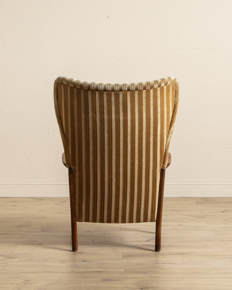 Striped Amber Mohair Lounge Chair by Søren Hansen, Denmark, 1950's - Lone Fox