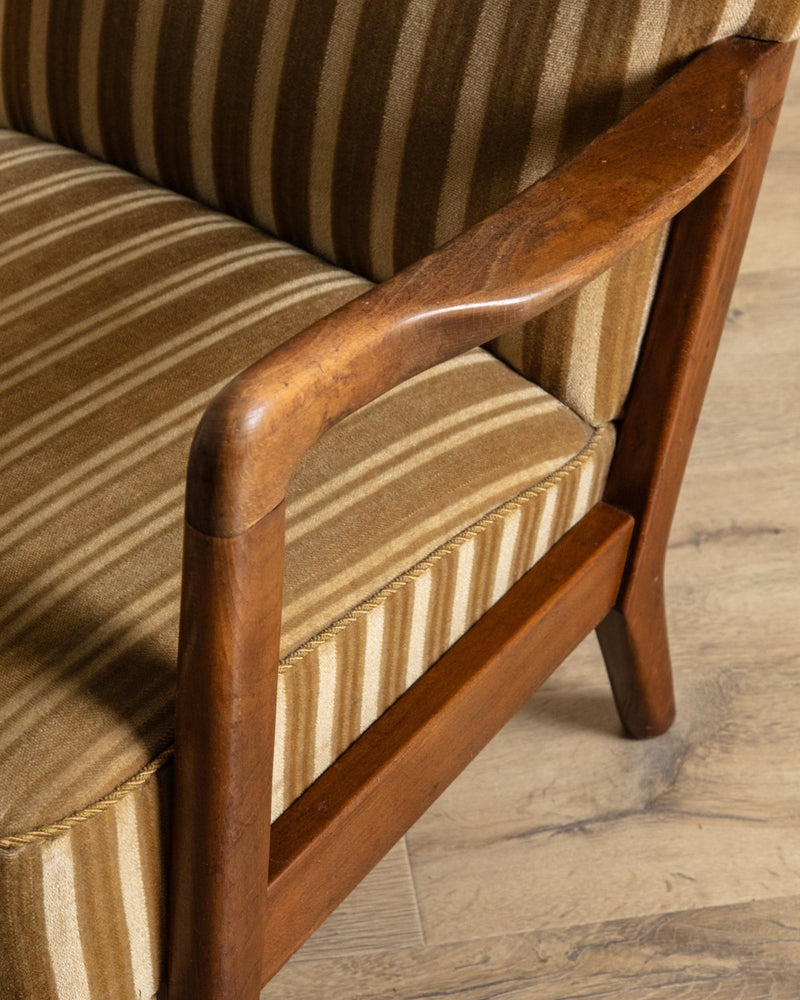 Striped Amber Mohair Lounge Chair by Søren Hansen, Denmark, 1950's - Lone Fox