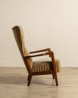 Striped Amber Mohair Lounge Chair by Søren Hansen, Denmark, 1950's - Lone Fox