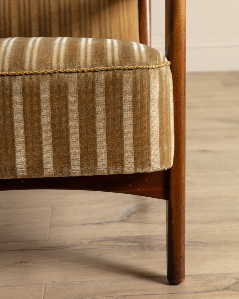 Striped Amber Mohair Lounge Chair by Søren Hansen, Denmark, 1950's - Lone Fox
