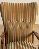 Striped Amber Mohair Lounge Chair by Søren Hansen, Denmark, 1950's - Lone Fox