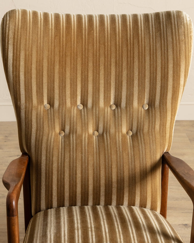 Striped Amber Mohair Lounge Chair by Søren Hansen, Denmark, 1950's - Lone Fox