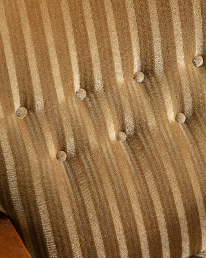Striped Amber Mohair Lounge Chair by Søren Hansen, Denmark, 1950's - Lone Fox