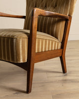 Striped Amber Mohair Lounge Chair by Søren Hansen, Denmark, 1950's - Lone Fox