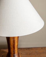 Striped Wood Table Lamp w/ Empire Shade, 1970's - Lone Fox