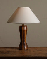 Striped Wood Table Lamp w/ Empire Shade, 1970's - Lone Fox