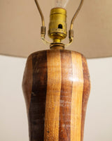 Striped Wood Table Lamp w/ Empire Shade, 1970's - Lone Fox