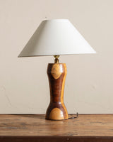Striped Wood Table Lamp w/ Empire Shade, 1970's - Lone Fox
