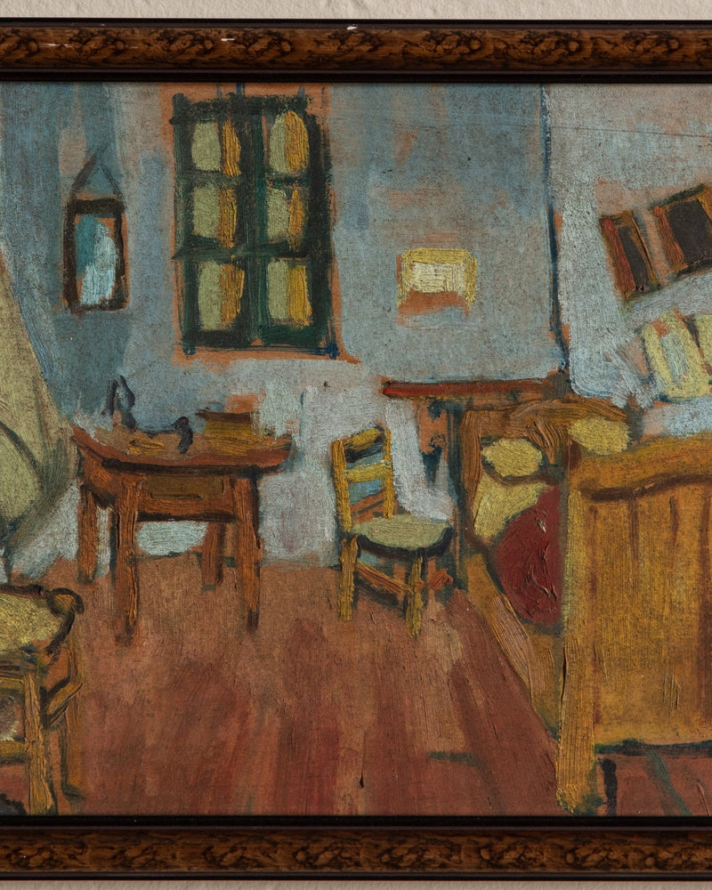 Student Oil Painting of Van Gogh "The Room", 1950's - Lone Fox