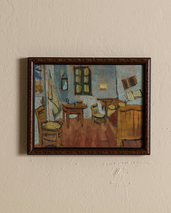 Student Oil Painting of Van Gogh "The Room", 1950's - Lone Fox