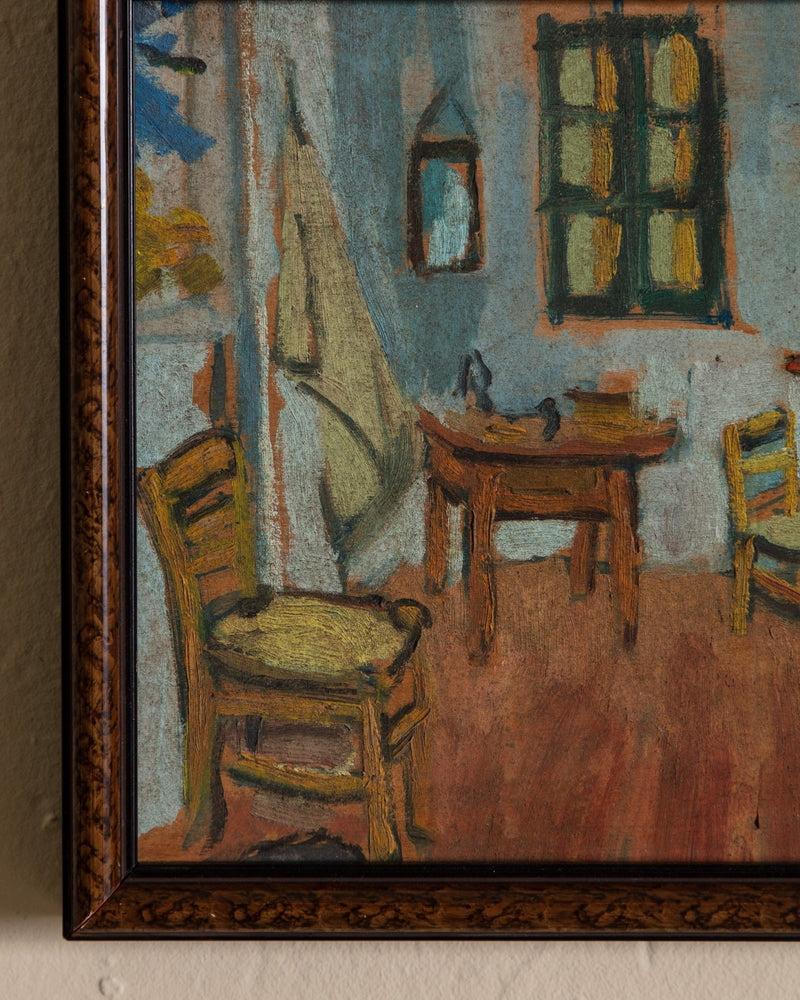 Student Oil Painting of Van Gogh "The Room", 1950's - Lone Fox