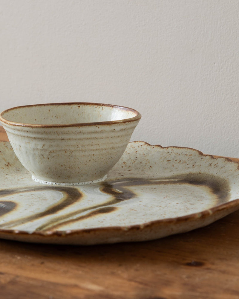 Studio Ceramic Tray w/ Attached Dip Bowl - Lone Fox