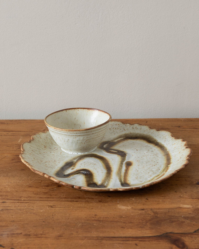 Studio Ceramic Tray w/ Attached Dip Bowl - Lone Fox