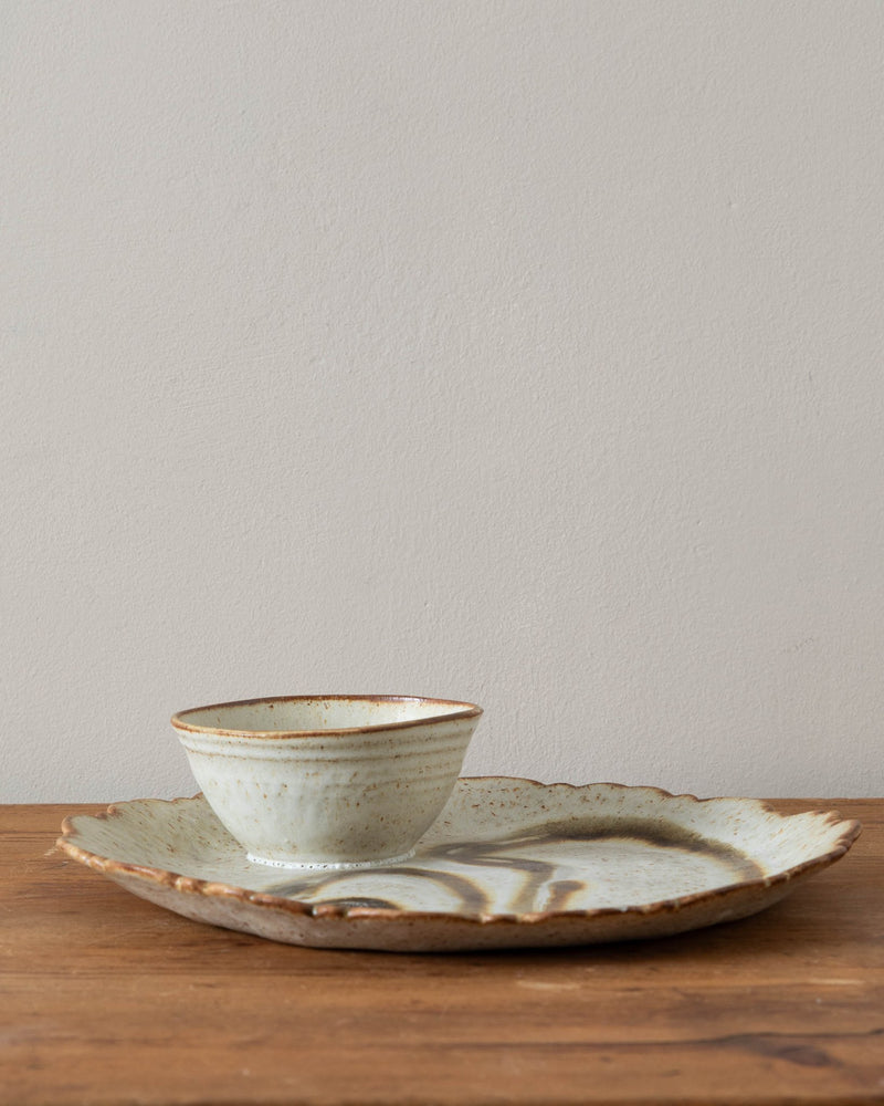 Studio Ceramic Tray w/ Attached Dip Bowl - Lone Fox