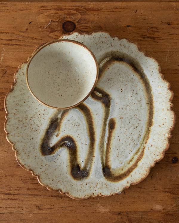 Studio Ceramic Tray w/ Attached Dip Bowl - Lone Fox