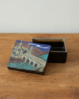 Studio Ceramic Trinket Box w/ Castle, Signed - Lone Fox
