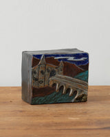 Studio Ceramic Trinket Box w/ Castle, Signed - Lone Fox