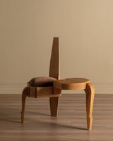 Studio Made Sculptural Oak Chair w/ Side Table - Lone Fox
