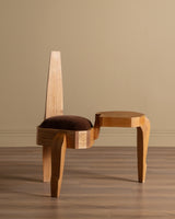 Studio Made Sculptural Oak Chair w/ Side Table - Lone Fox