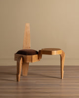 Studio Made Sculptural Oak Chair w/ Side Table - Lone Fox