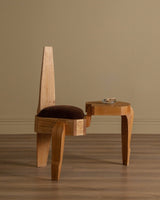 Studio Made Sculptural Oak Chair w/ Side Table - Lone Fox