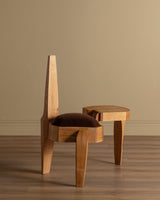 Studio Made Sculptural Oak Chair w/ Side Table - Lone Fox