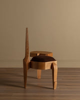 Studio Made Sculptural Oak Chair w/ Side Table - Lone Fox