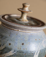 Studio Pottery Abtract Blue Lidded Jar, 1970s - Lone Fox