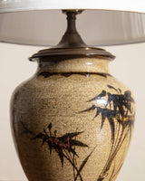 Studio Pottery Bamboo Table Lamp w/ Ruched Shade, 1960's - Lone Fox