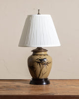 Studio Pottery Bamboo Table Lamp w/ Ruched Shade, 1960's - Lone Fox