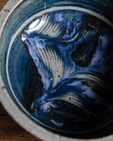Studio Pottery Blue Swirl Bowl, Signed, United States, 1970s - Lone Fox