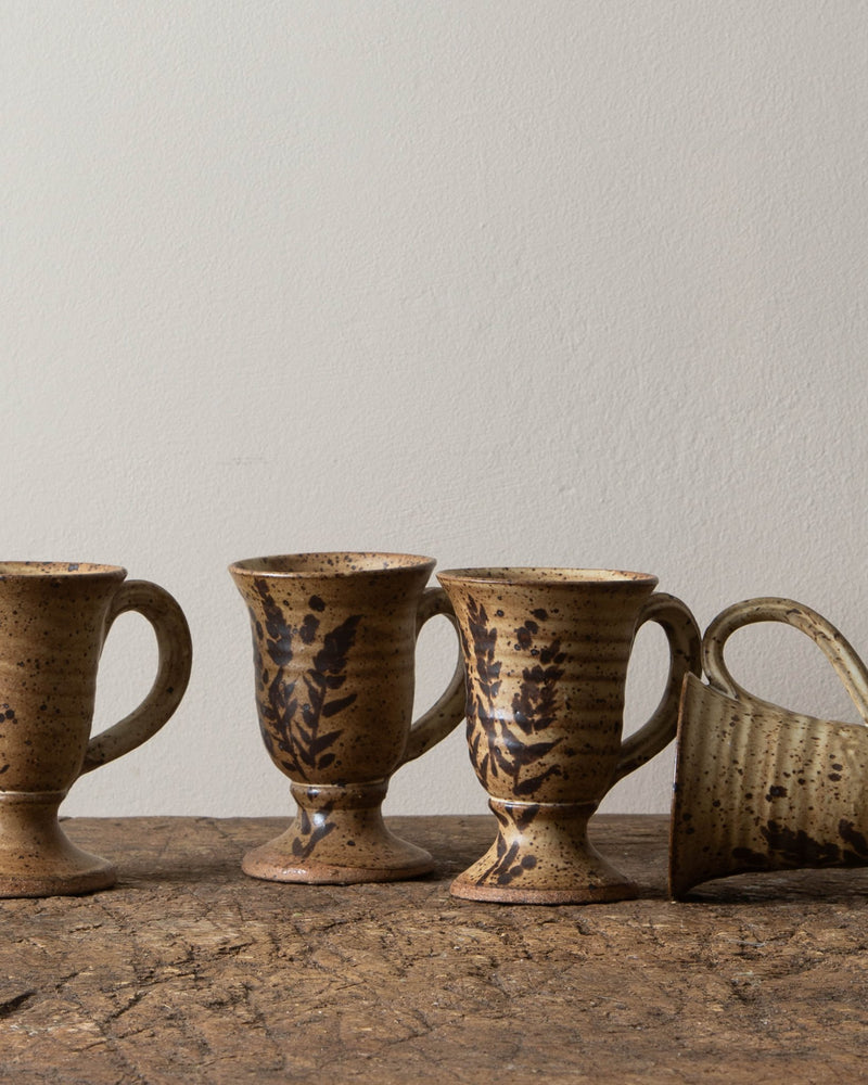 Studio Pottery Botanical Footed Mugs (Set of 4) - Lone Fox