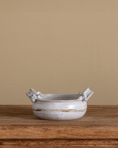 Studio Pottery Bowl w/ Handles, Signed - Lone Fox