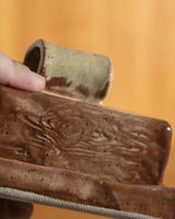 Studio Pottery Faux Bois Butter Dish - Lone Fox