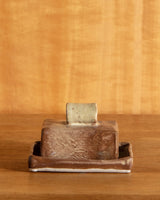 Studio Pottery Faux Bois Butter Dish - Lone Fox